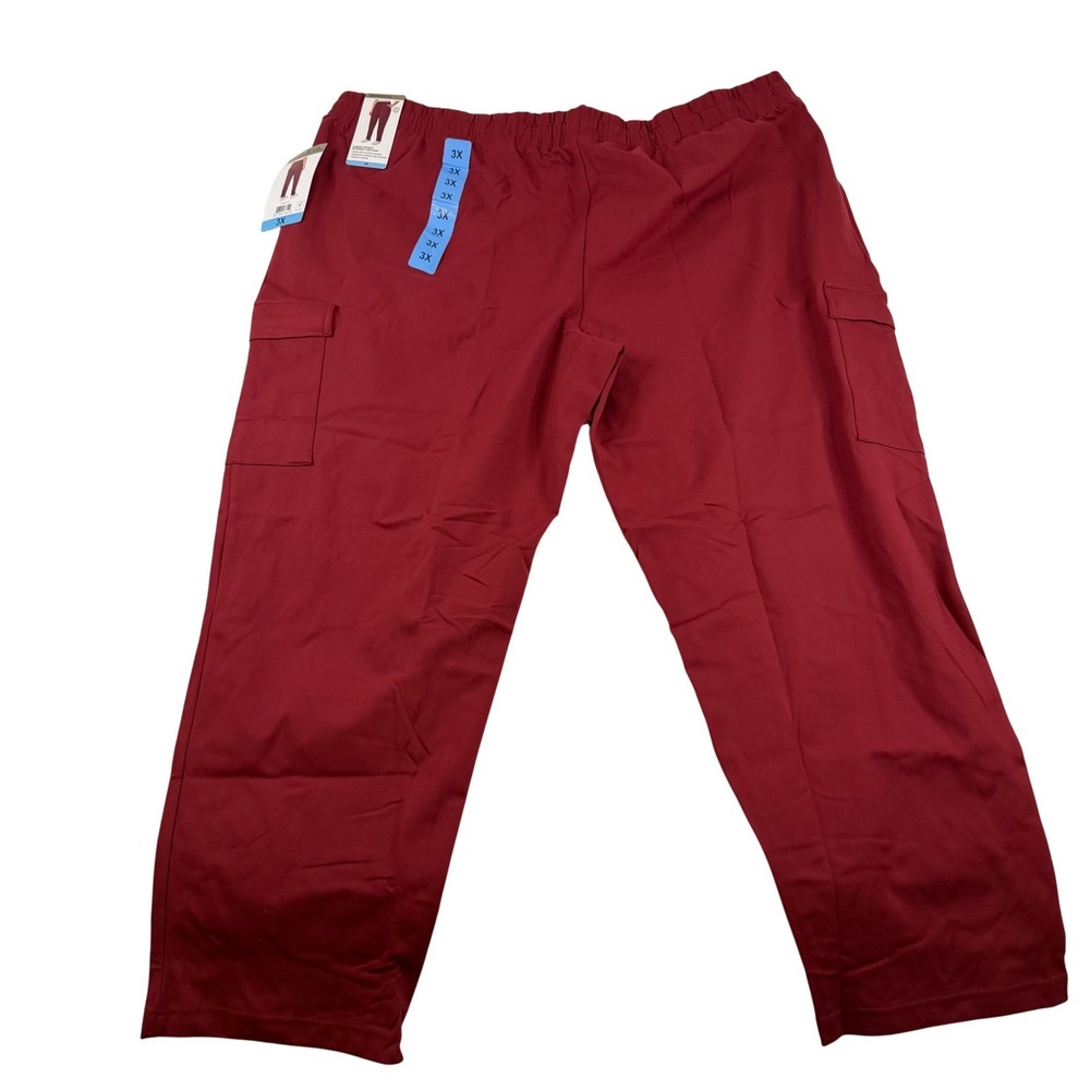 Mondetta Burgundy Cargo Pocket Straight Leg Pants 3X NWT Moisture Wicking Luxury
